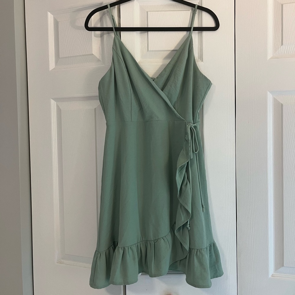 Altar'd State Anabella Sage Green Wrap Dress